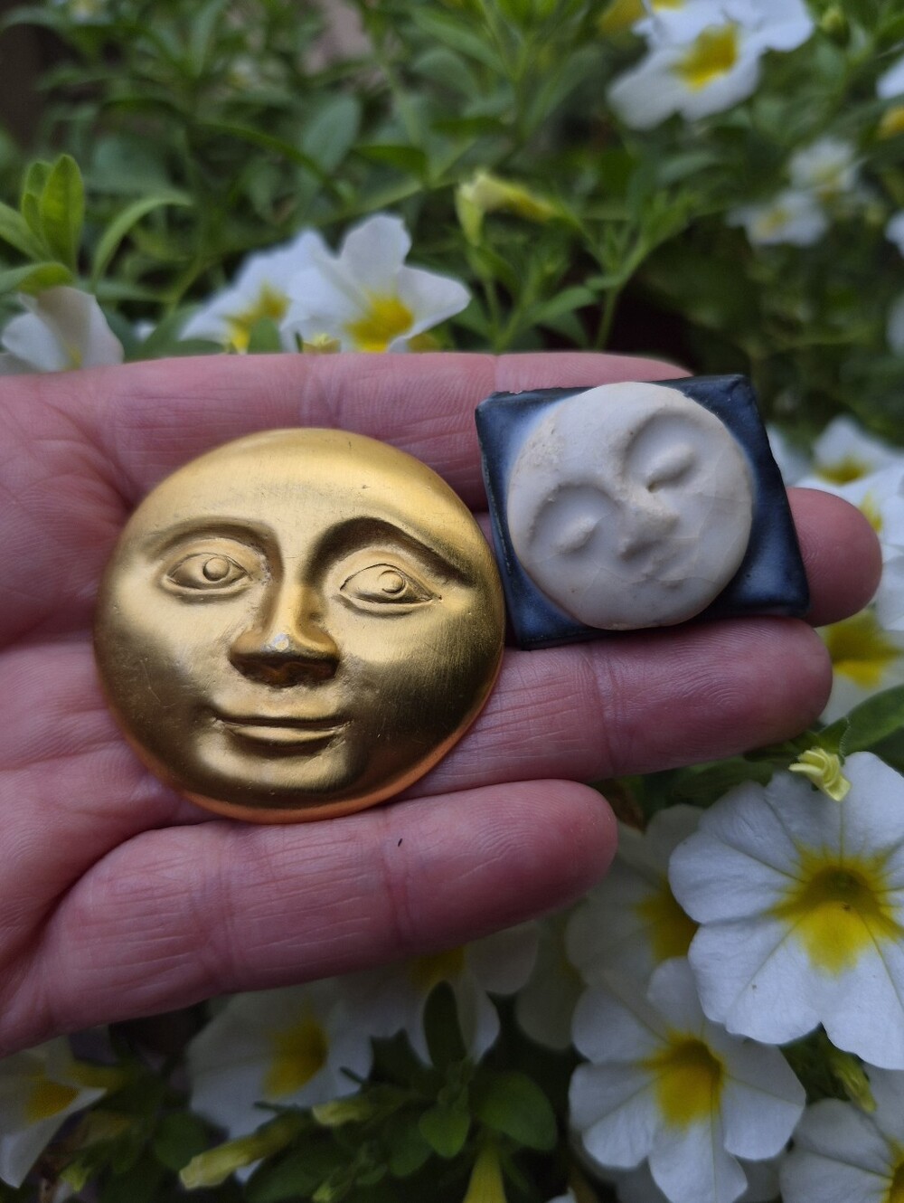 Brooch Lot Of 2 Man In The Moon Face Celestial Vintage Brooches